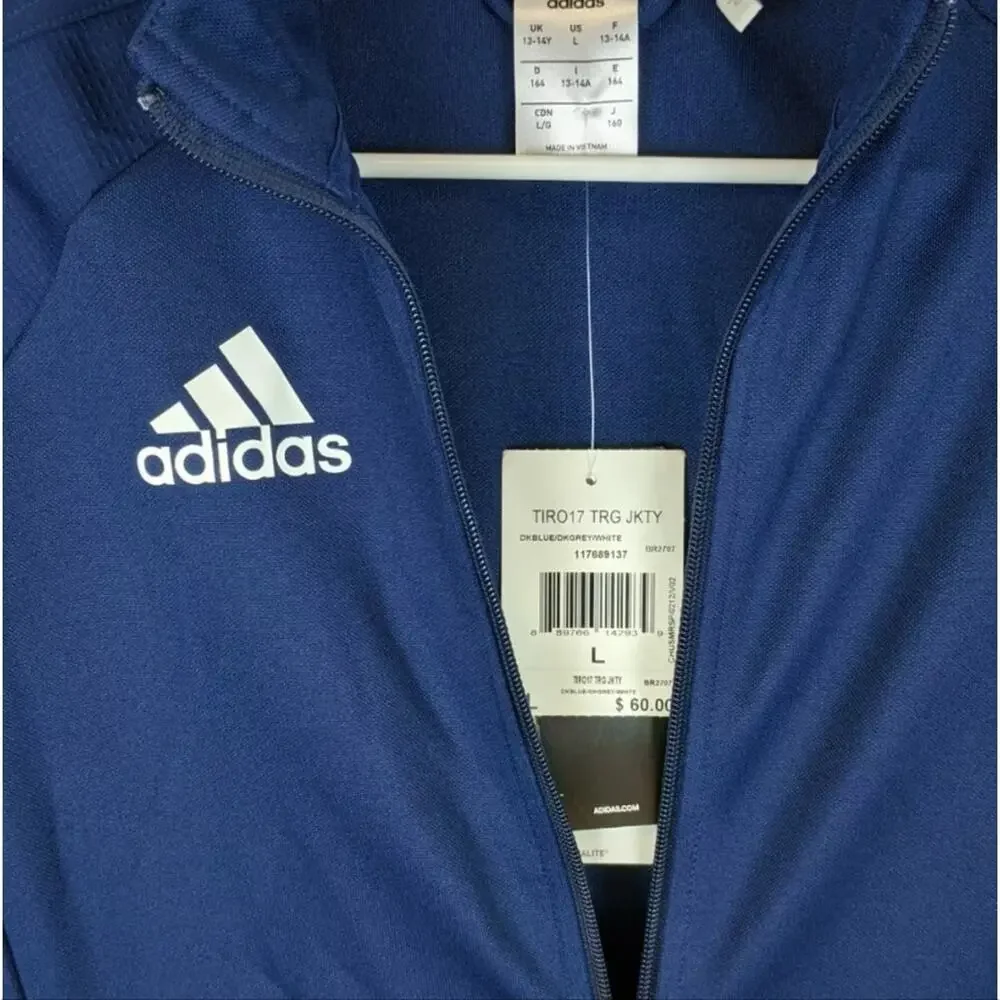 Adidas Youth Tiro 17 Jacket, Dark Blue, Big Kids Large